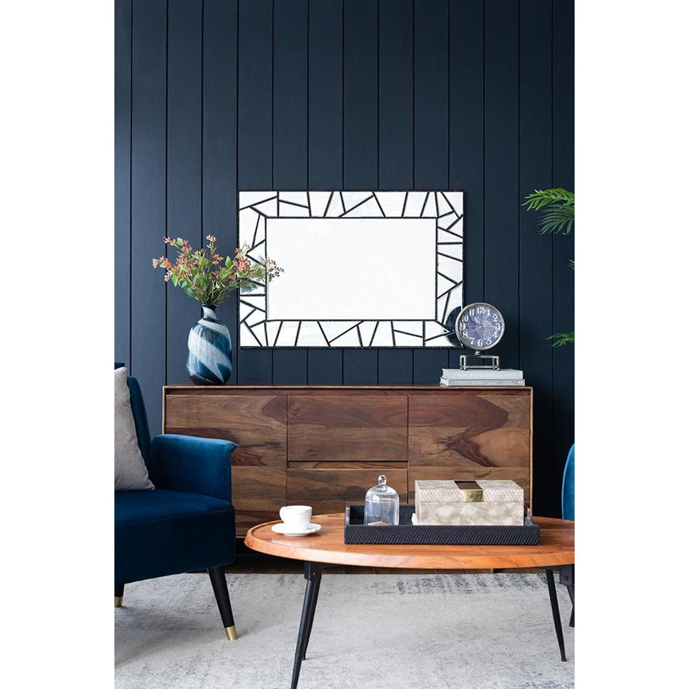 28" Black Metal And Glass Mosaic Framed Accent Mirror - Homeroots - Flyclothing LLC