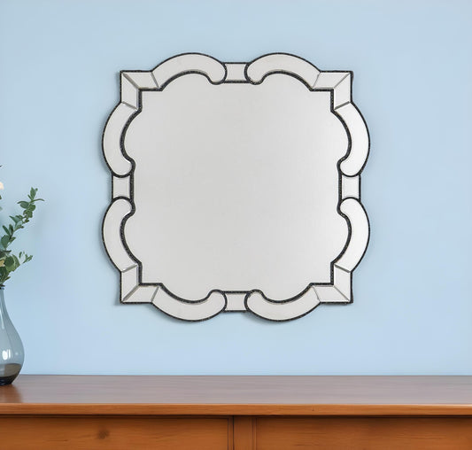 32" Clear Scalloped Glass Framed Accent Mirror