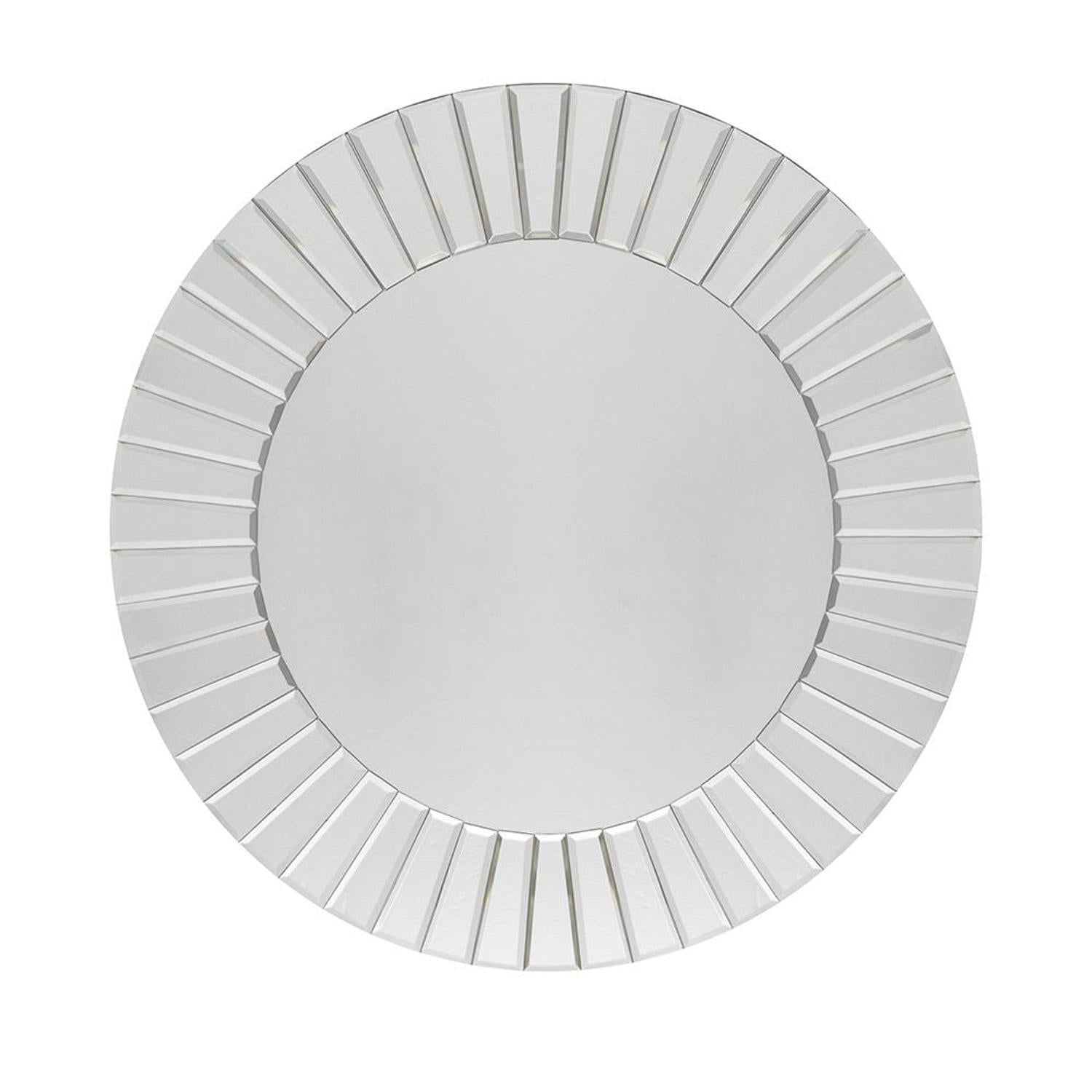 24" Clear Round Beveled Glass Framed Accent Mirror - Homeroots - Flyclothing LLC