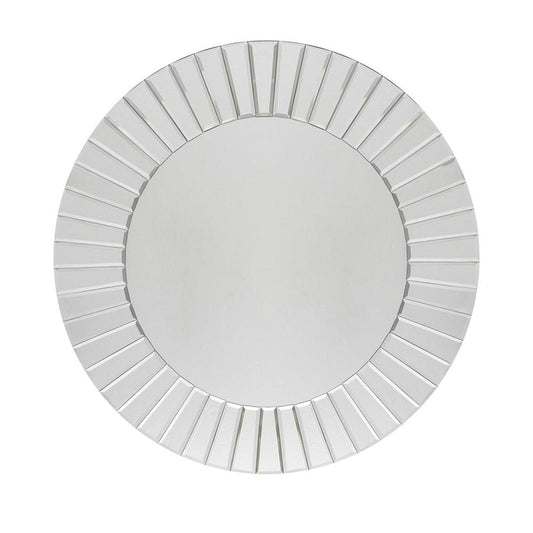 24" Clear Round Beveled Glass Framed Accent Mirror - Homeroots