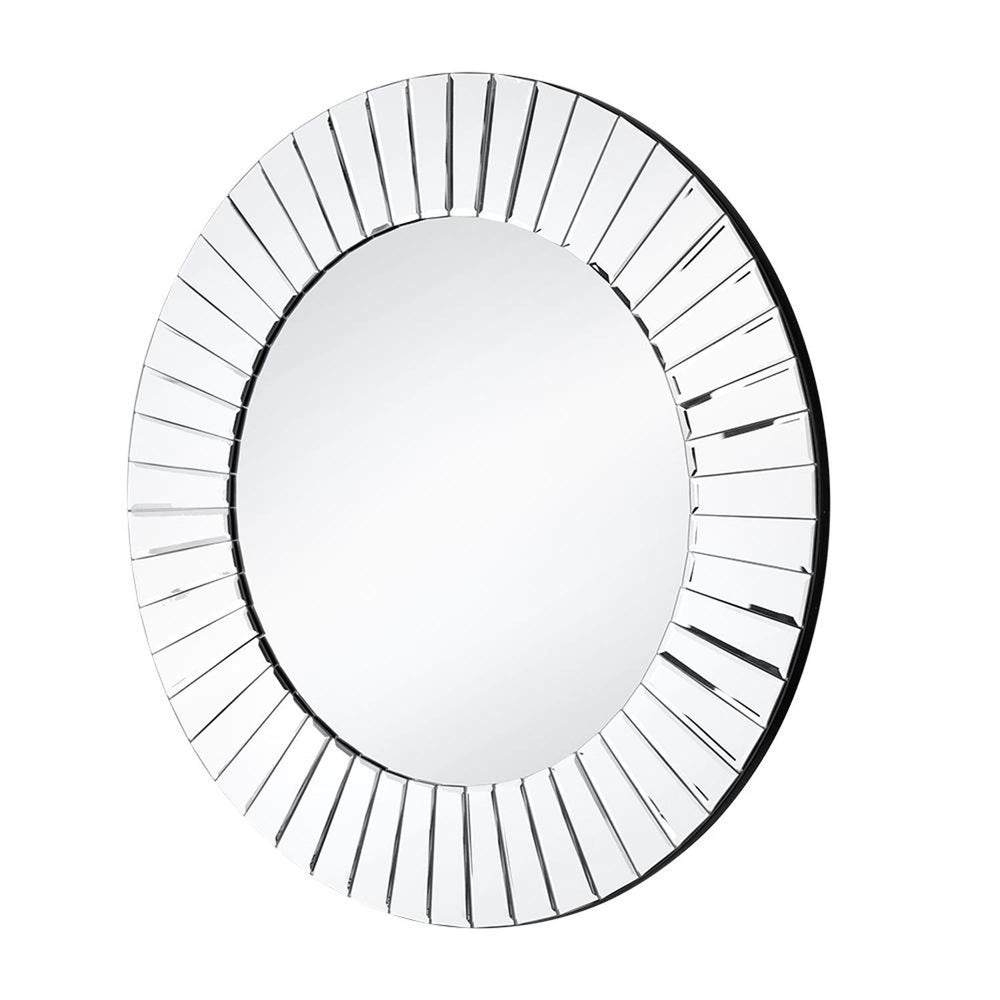 24" Clear Round Beveled Glass Framed Accent Mirror - Homeroots - Flyclothing LLC