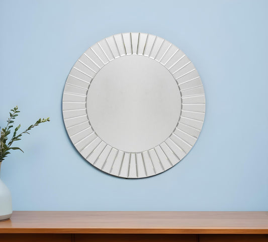 24" Clear Round Beveled Glass Framed Accent Mirror - Homeroots