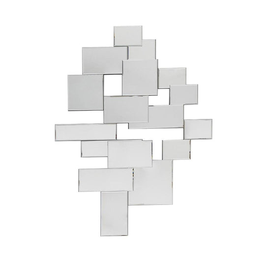 30" Clear Abstract Glass Contemporary Panels Unframed Accent Mirror - Homeroots