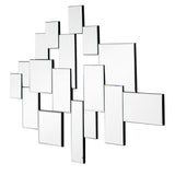 30" Clear Abstract Glass Contemporary Panels Unframed Accent Mirror