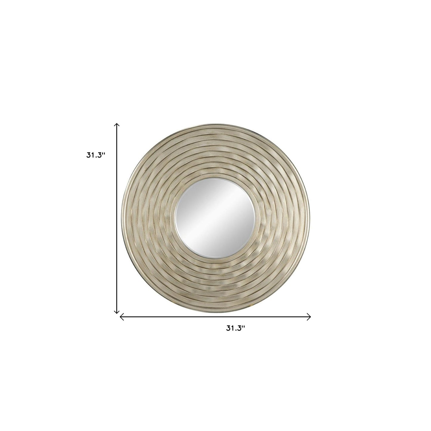 31" Silver Round Dimensional Thick Frame Accent Mirror - Homeroots - Flyclothing LLC