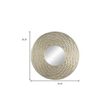 31" Silver Round Dimensional Thick Frame Accent Mirror - Homeroots - Flyclothing LLC