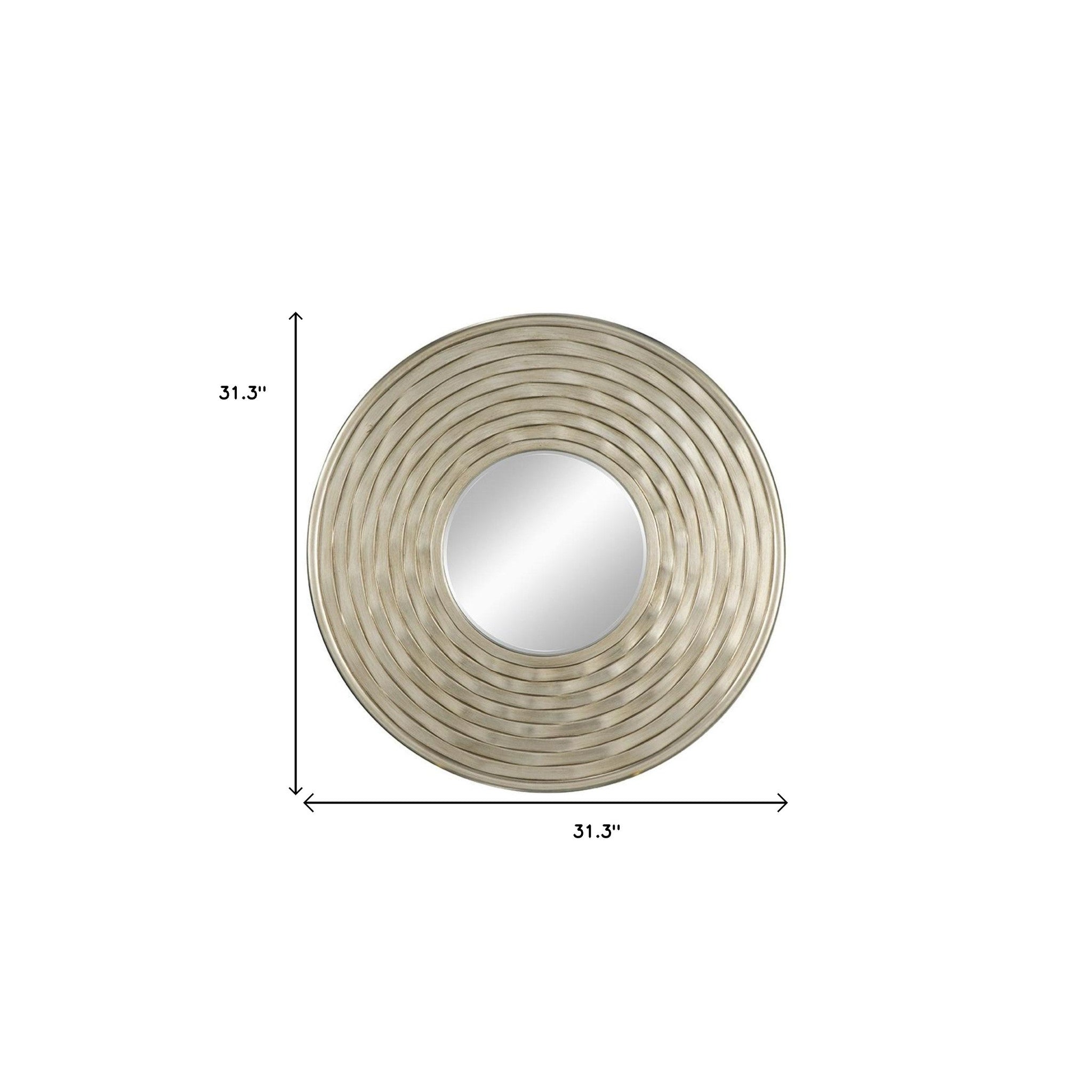 31" Silver Round Dimensional Thick Frame Accent Mirror - Homeroots - Flyclothing LLC
