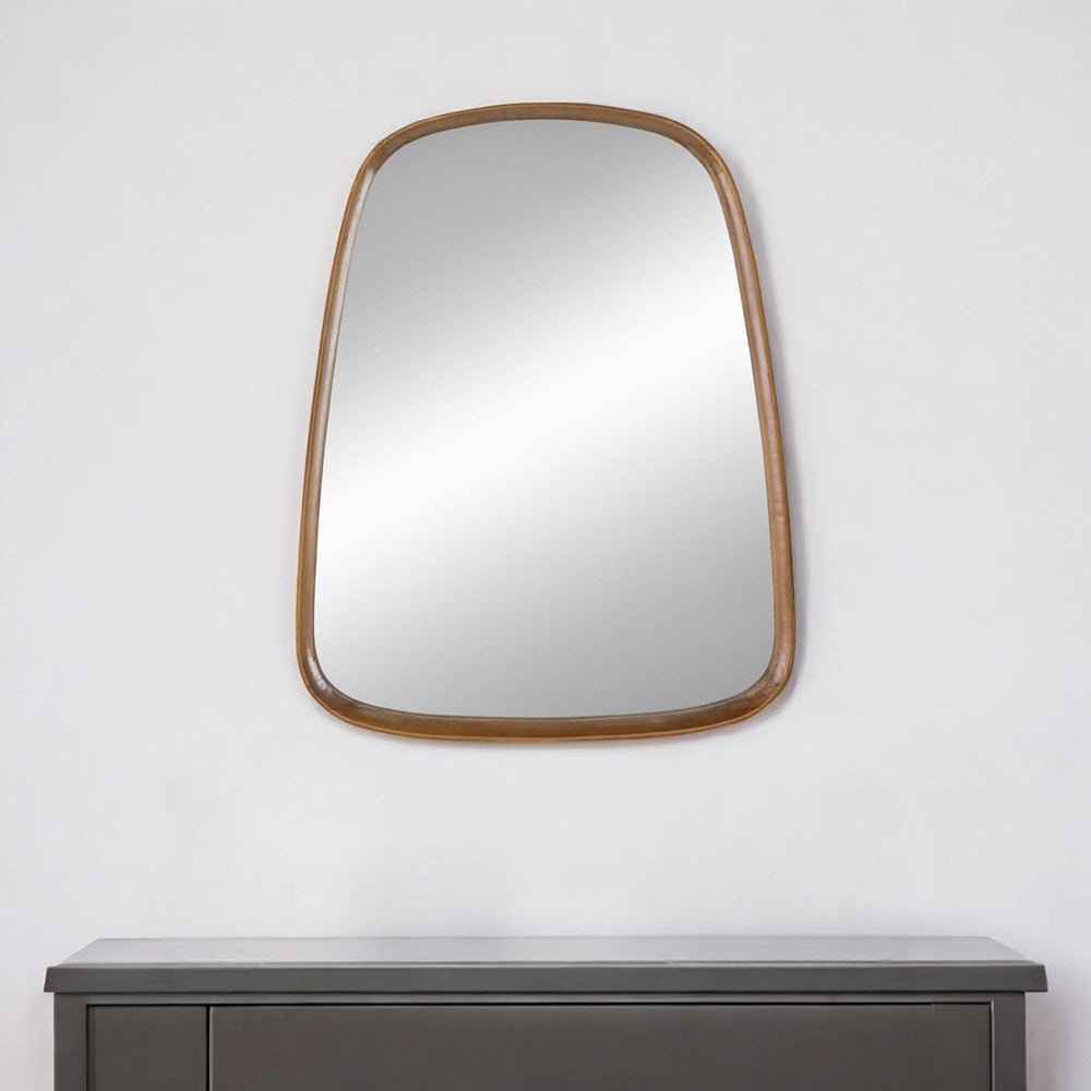 37" Brown Novelty Wood Framed Accent Mirror - Homeroots - Flyclothing LLC