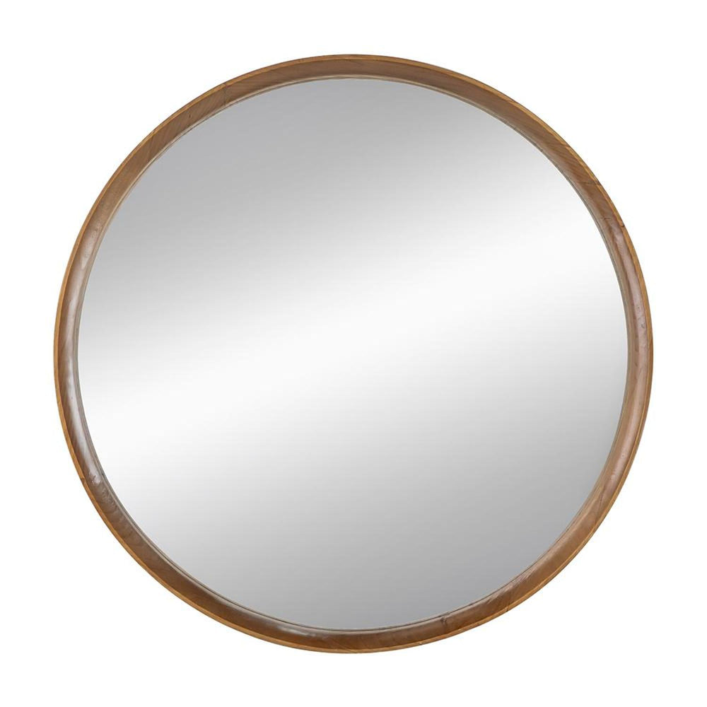 32" Brown Round Framed Accent Mirror - Homeroots - Flyclothing LLC