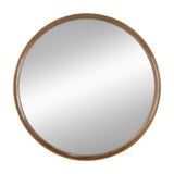32" Brown Round Framed Accent Mirror - Homeroots
