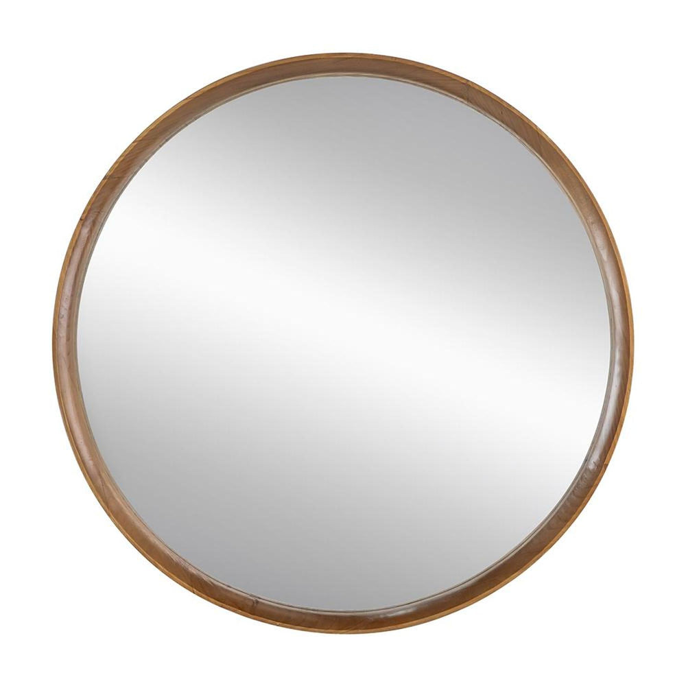 32" Brown Round Framed Accent Mirror - Homeroots - Flyclothing LLC