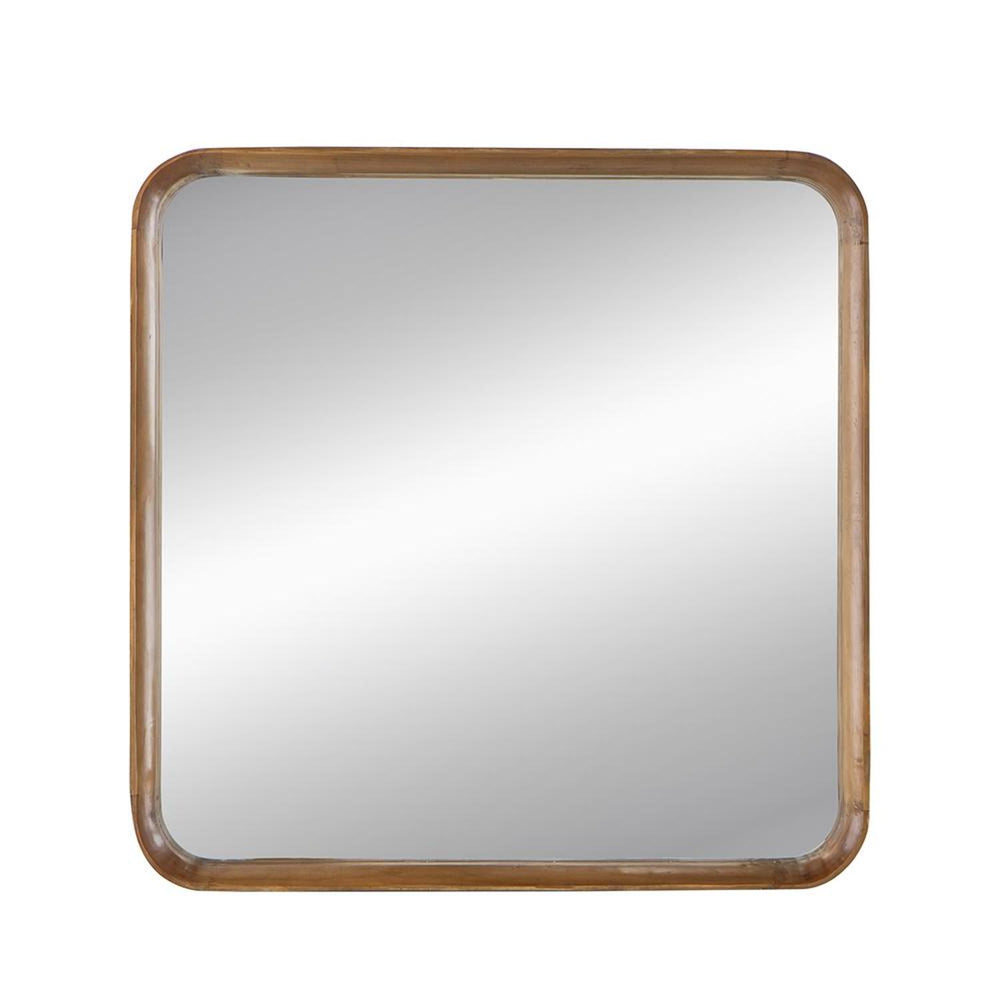 32" Brown Square Wood Framed Accent Mirror - Homeroots - Flyclothing LLC