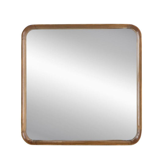 32" Brown Square Wood Framed Accent Mirror - Homeroots