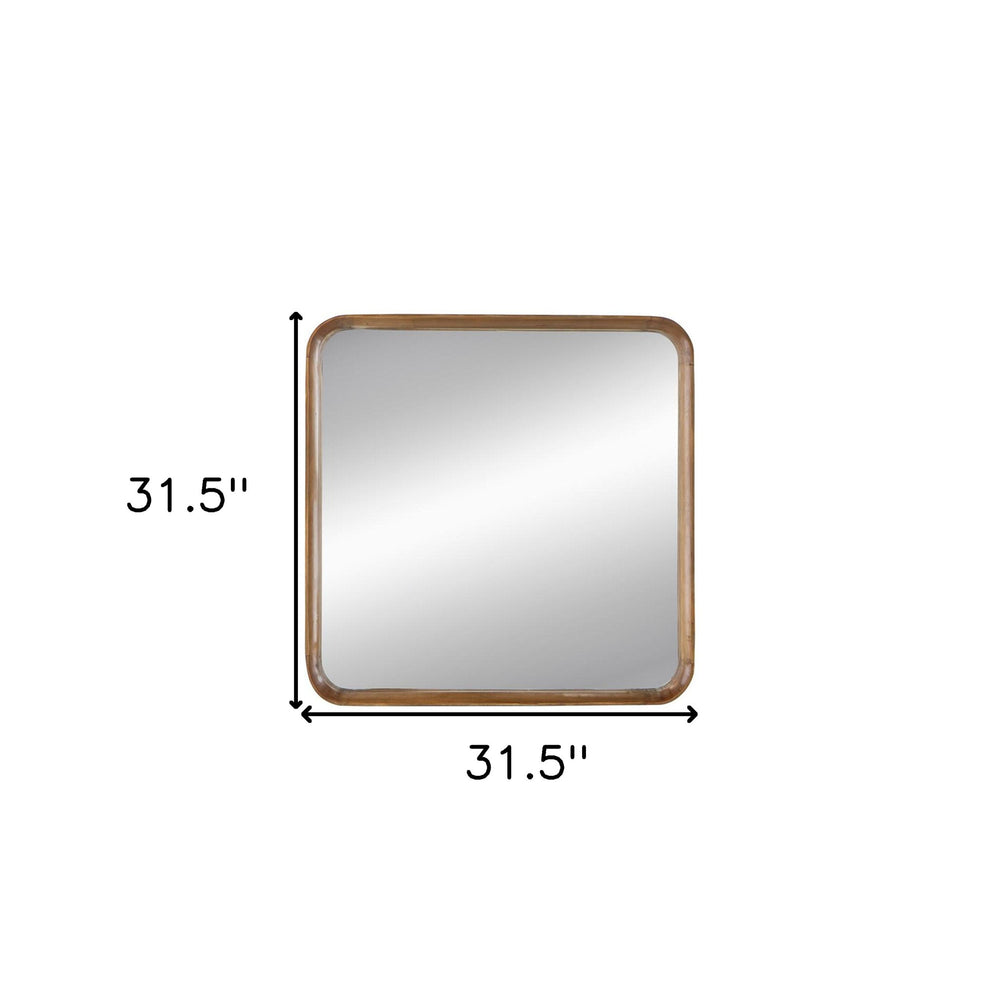 32" Brown Square Wood Framed Accent Mirror - Homeroots - Flyclothing LLC