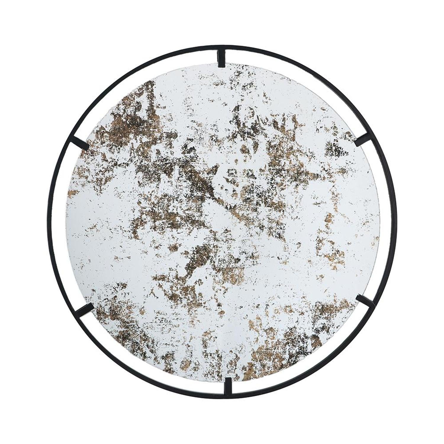 32" Black Round Iron Framed Accent Mirror - Homeroots - Flyclothing LLC