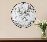 32" Black Round Iron Framed Accent Mirror - Homeroots