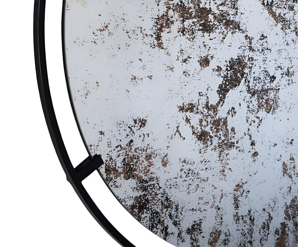 32" Black Round Iron Framed Accent Mirror - Homeroots - Flyclothing LLC