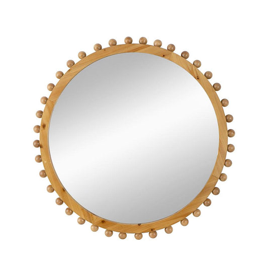 34" Brown Round Accent Mirror - Homeroots