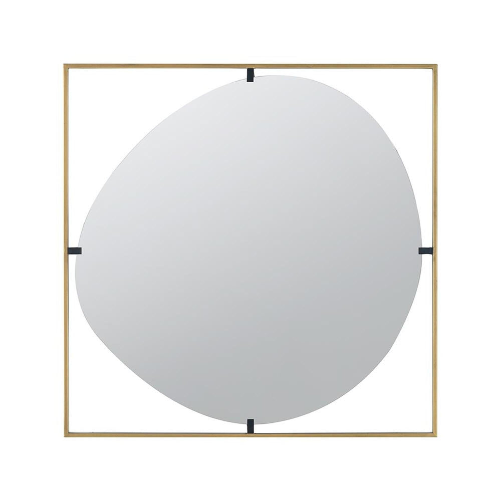 32" Gold Square Iron Framed Accent Mirror - Homeroots - Flyclothing LLC