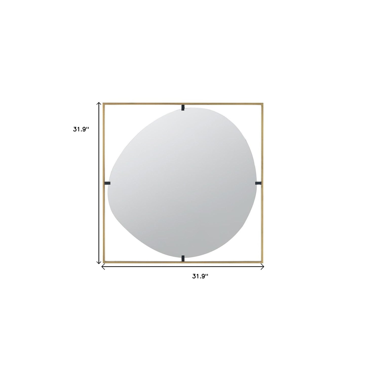 32" Gold Square Iron Framed Accent Mirror - Homeroots - Flyclothing LLC