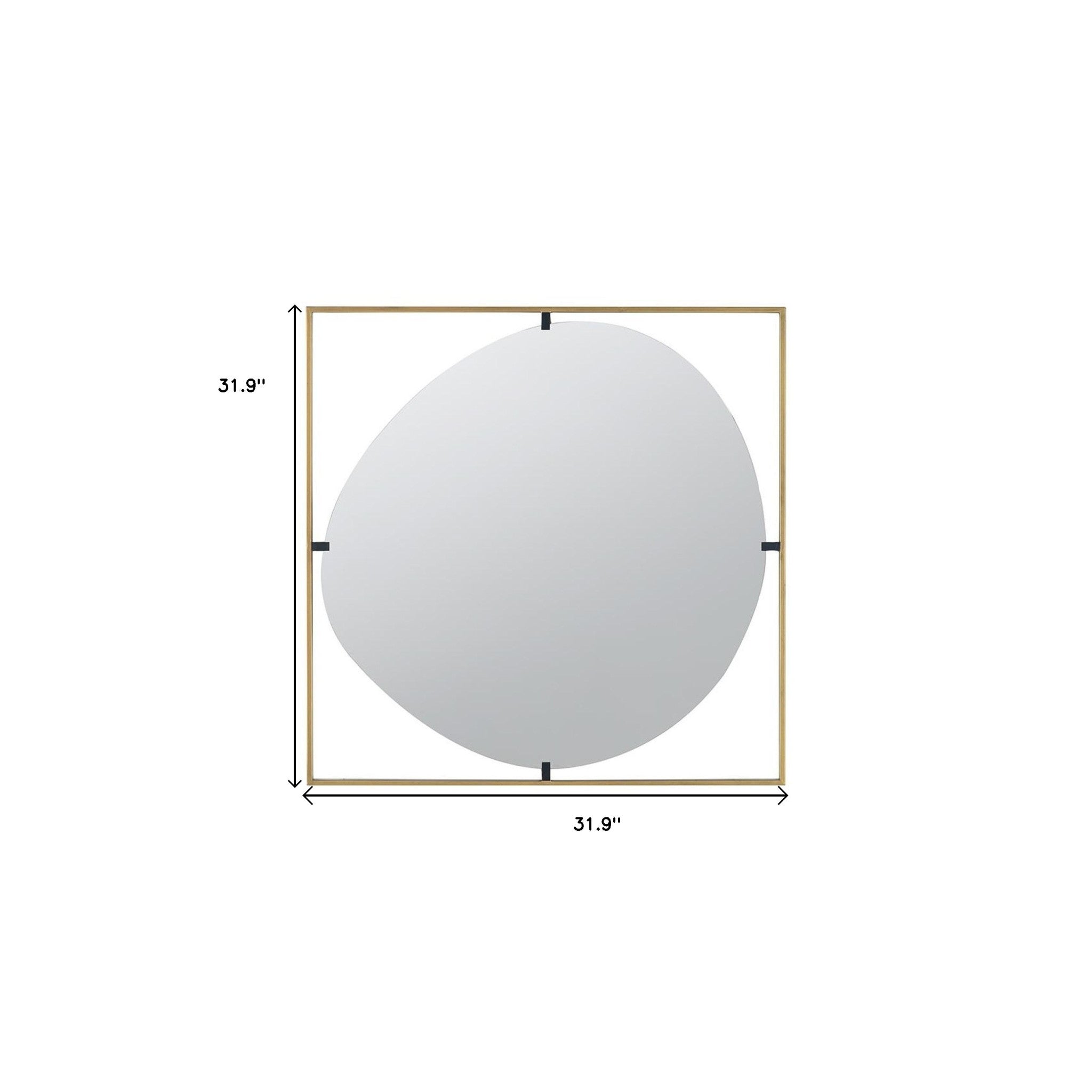 32" Gold Square Iron Framed Accent Mirror - Homeroots - Flyclothing LLC