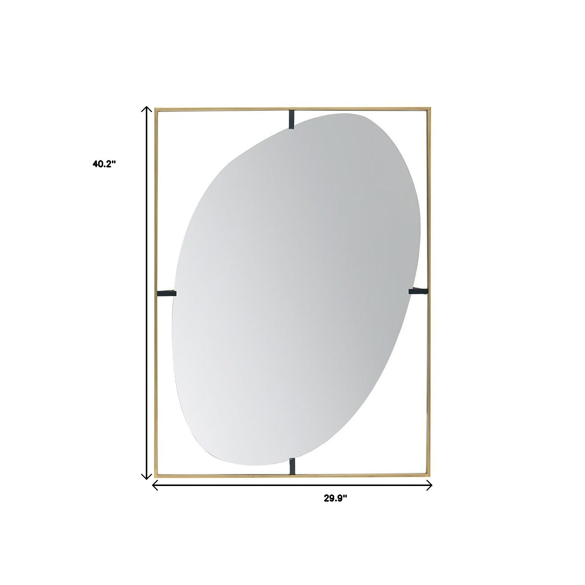 40" Gold Iron Framed Accent Mirror - Homeroots - Flyclothing LLC