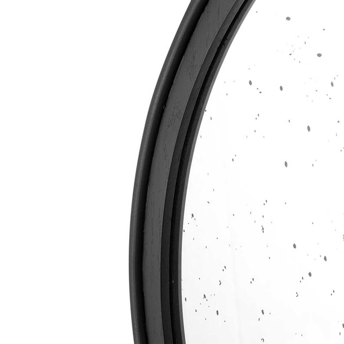 30" Black Crowned Top Antiqued Glass Round Framed Accent Mirror - Homeroots - Flyclothing LLC
