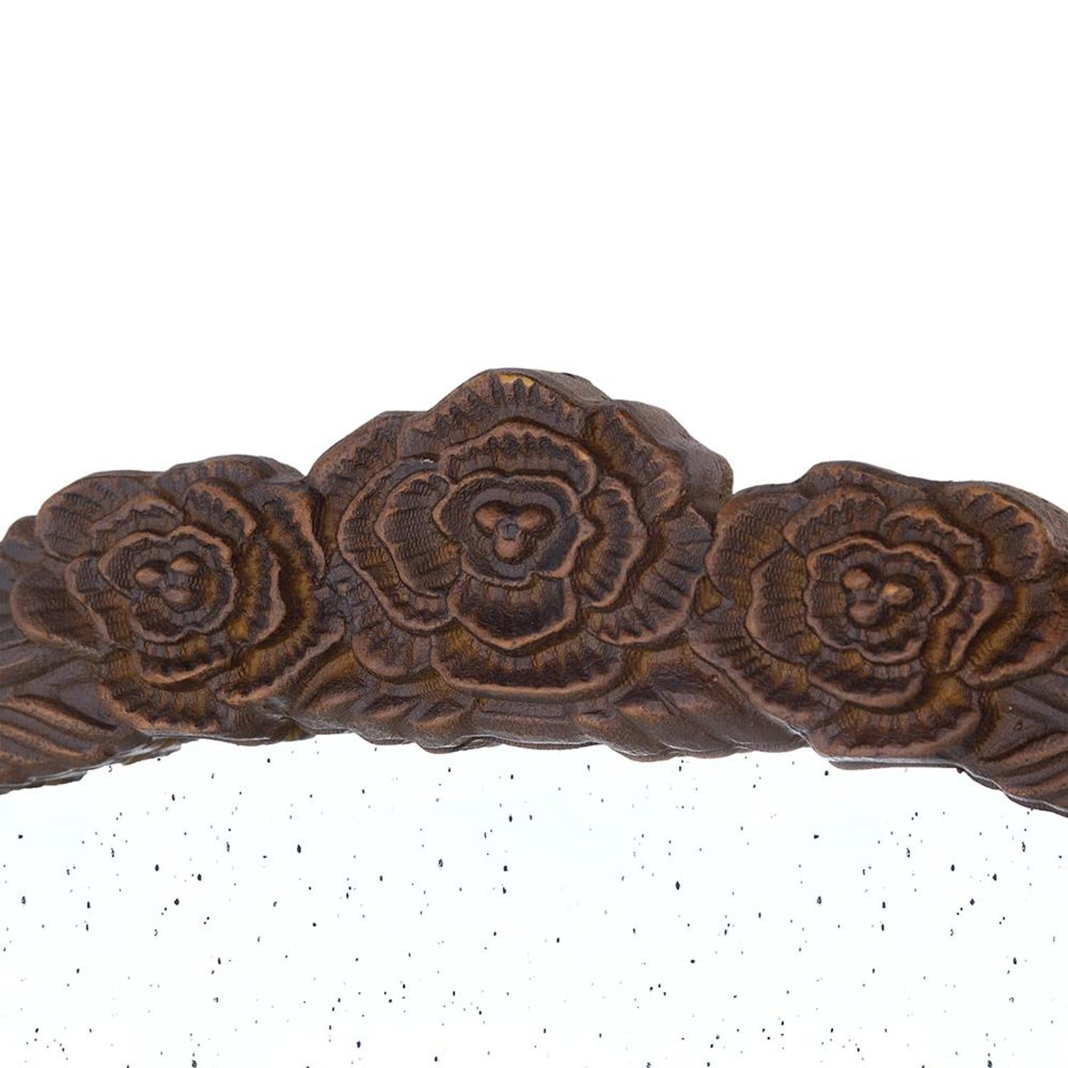 30" Brown Crowned Top Antiqued Glass Framed Accent Mirror - Homeroots - Flyclothing LLC
