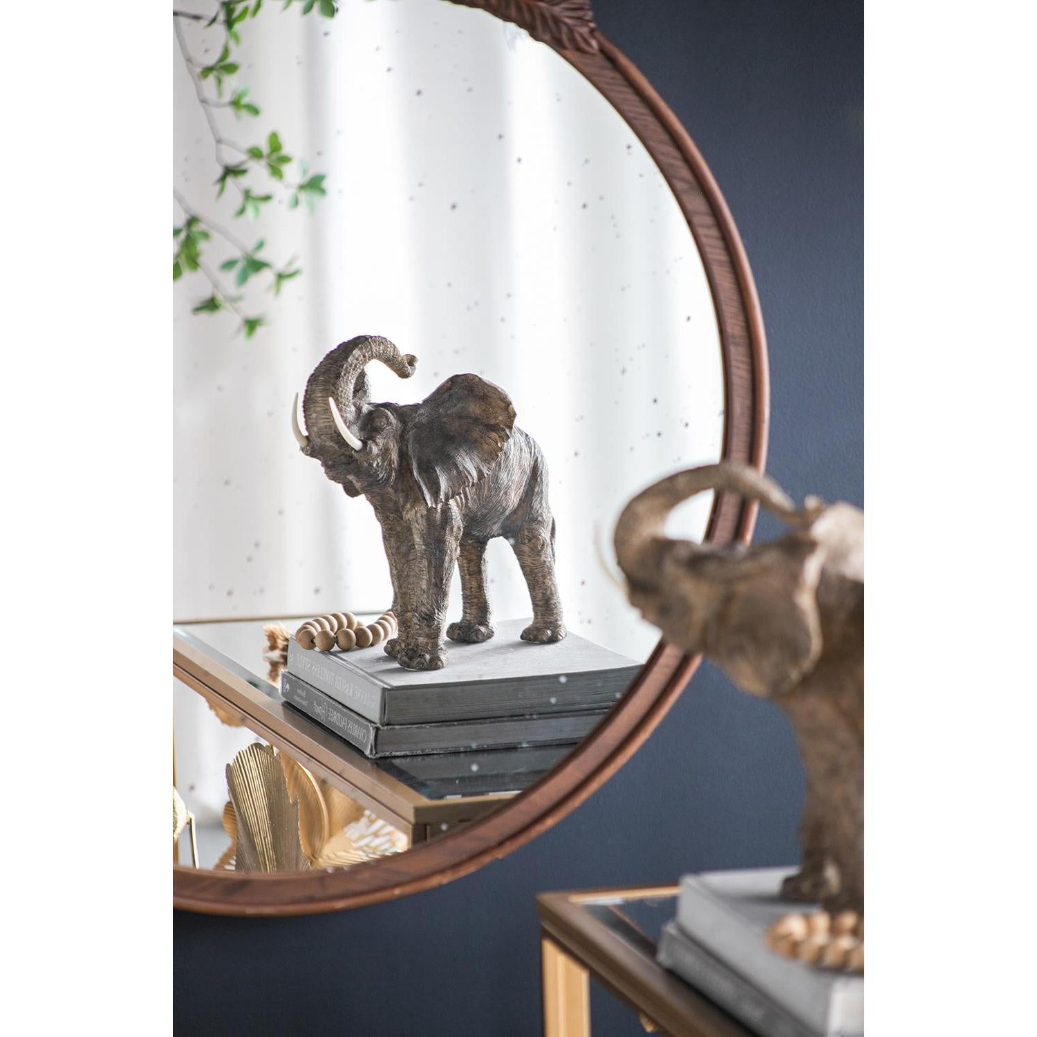 30" Brown Crowned Top Antiqued Glass Framed Accent Mirror - Homeroots - Flyclothing LLC