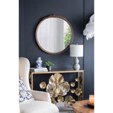 30" Brown Crowned Top Antiqued Glass Framed Accent Mirror - Homeroots - Flyclothing LLC