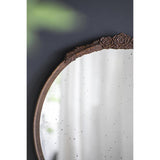 30" Brown Crowned Top Antiqued Glass Framed Accent Mirror - Homeroots - Flyclothing LLC