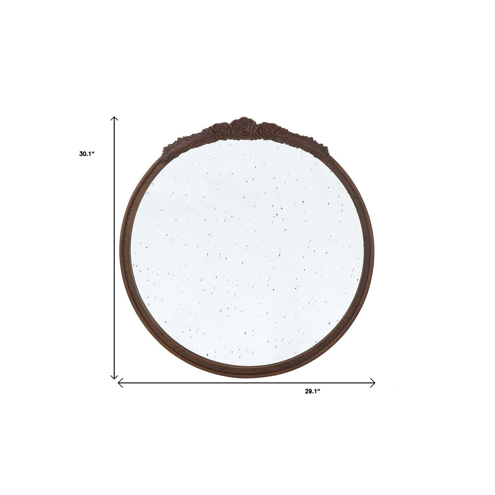 30" Brown Crowned Top Antiqued Glass Framed Accent Mirror - Homeroots - Flyclothing LLC
