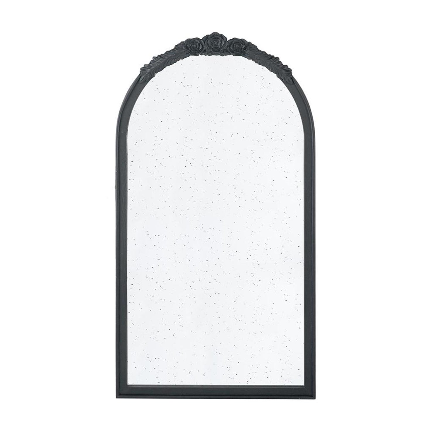 42" Black Crowned Top Antiqued Glass Arch Framed Accent Mirror - Homeroots - Flyclothing LLC