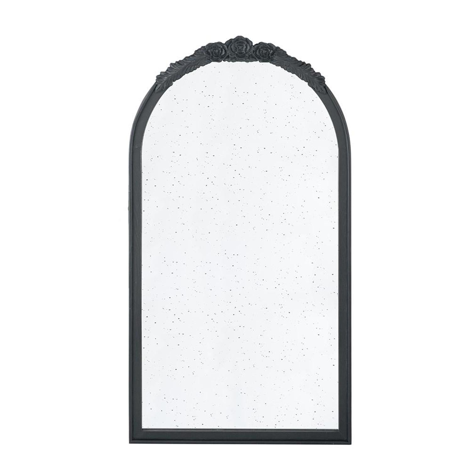 42" Black Crowned Top Antiqued Glass Arch Framed Accent Mirror - Homeroots - Flyclothing LLC