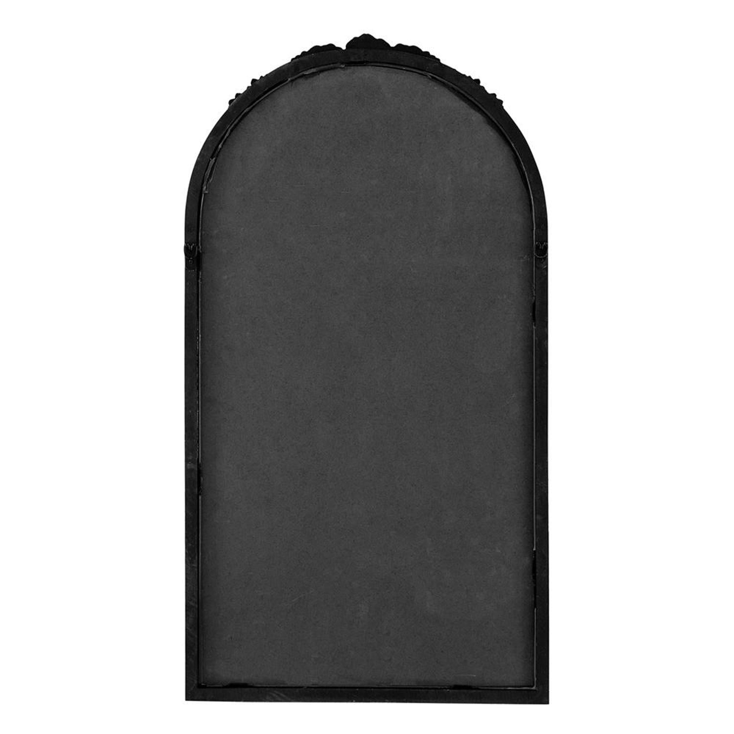 42" Black Crowned Top Antiqued Glass Arch Framed Accent Mirror - Homeroots - Flyclothing LLC