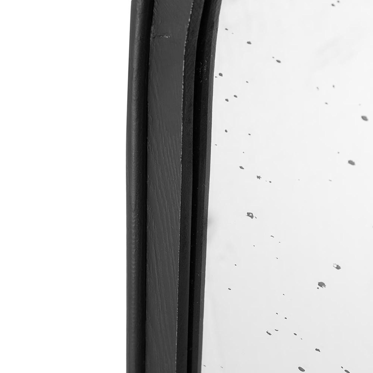 42" Black Crowned Top Antiqued Glass Arch Framed Accent Mirror - Homeroots - Flyclothing LLC