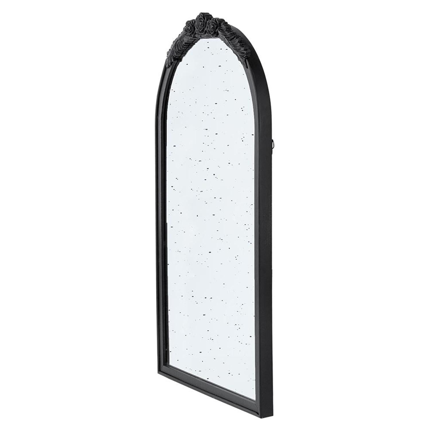 42" Black Crowned Top Antiqued Glass Arch Framed Accent Mirror - Homeroots - Flyclothing LLC