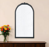 42" Black Crowned Top Antiqued Glass Arch Framed Accent Mirror - Homeroots - Flyclothing LLC