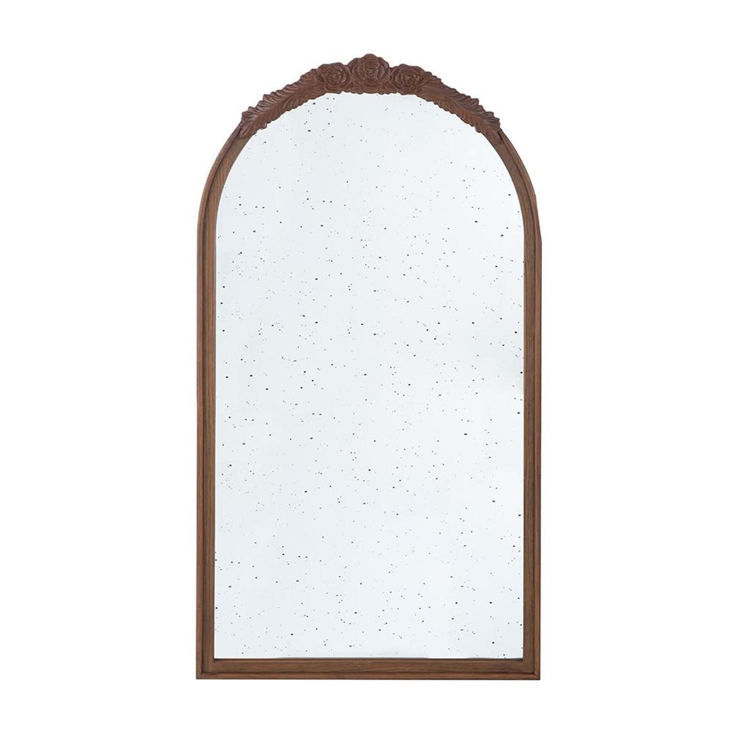 42" Brown Crowned Top Antiqued Glass Arch Framed Accent Mirror - Homeroots - Flyclothing LLC
