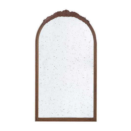 42" Brown Crowned Top Antiqued Glass Arch Framed Accent Mirror
