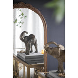 42" Brown Crowned Top Antiqued Glass Arch Framed Accent Mirror - Homeroots - Flyclothing LLC