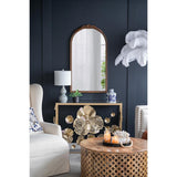 42" Brown Crowned Top Antiqued Glass Arch Framed Accent Mirror - Homeroots - Flyclothing LLC