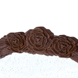 42" Brown Crowned Top Antiqued Glass Arch Framed Accent Mirror - Homeroots