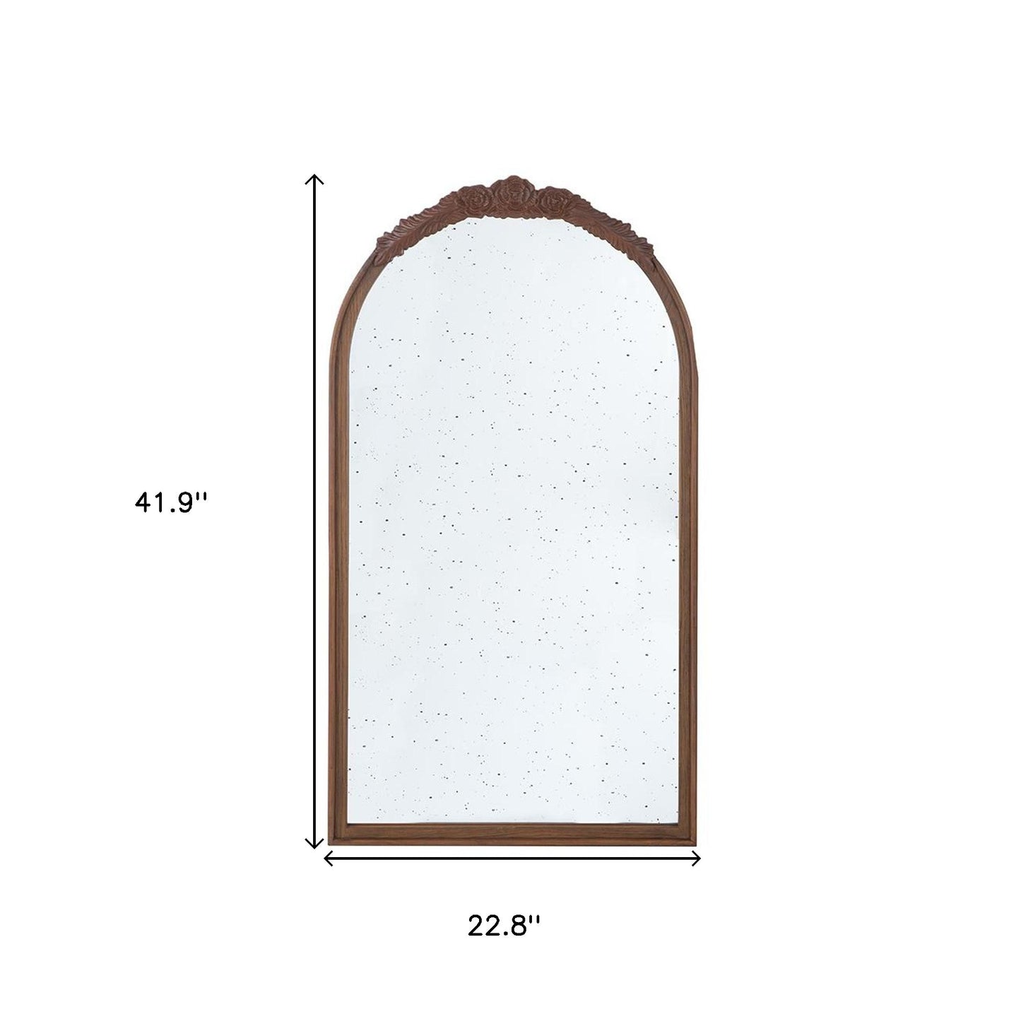 42" Brown Crowned Top Antiqued Glass Arch Framed Accent Mirror - Homeroots - Flyclothing LLC