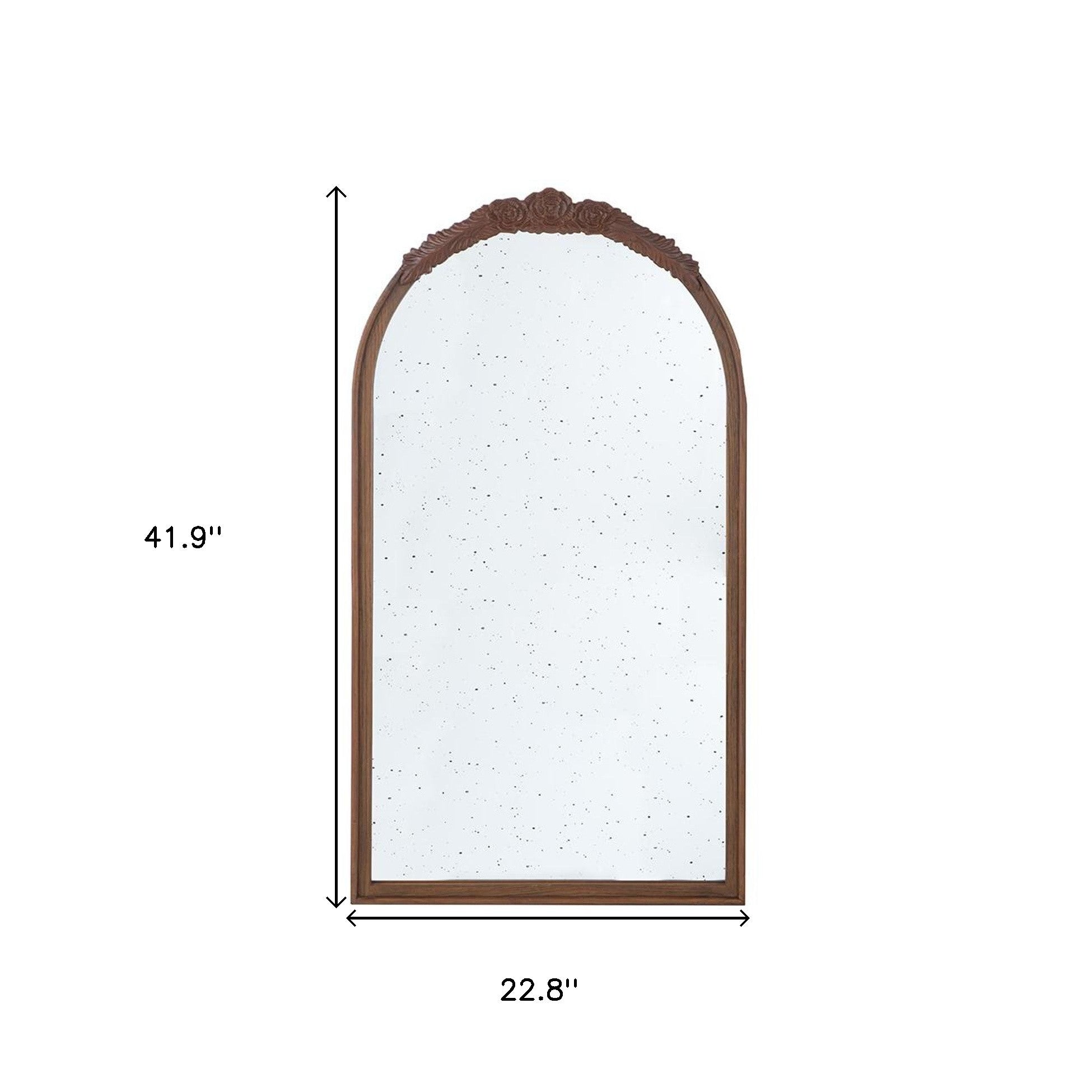 42" Brown Crowned Top Antiqued Glass Arch Framed Accent Mirror - Homeroots - Flyclothing LLC