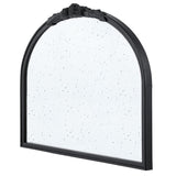 30" Black Crowned Top Antiqued Glass Arch Framed Accent Mirror