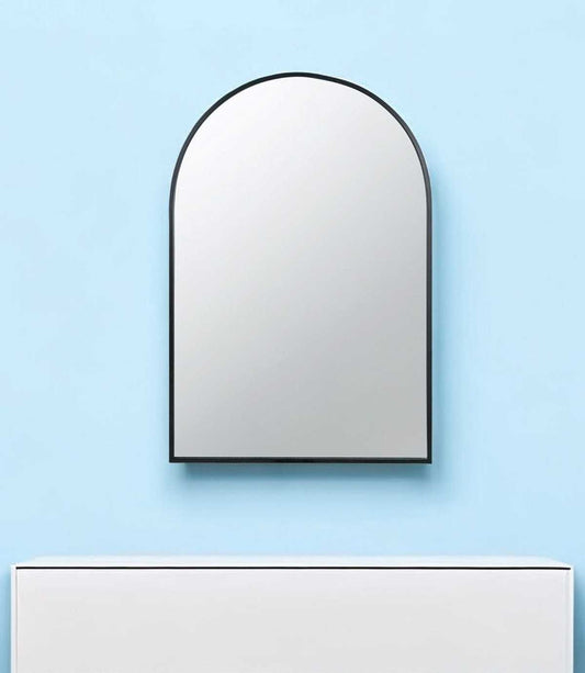 36" Black Metal Arch Accent Mirror