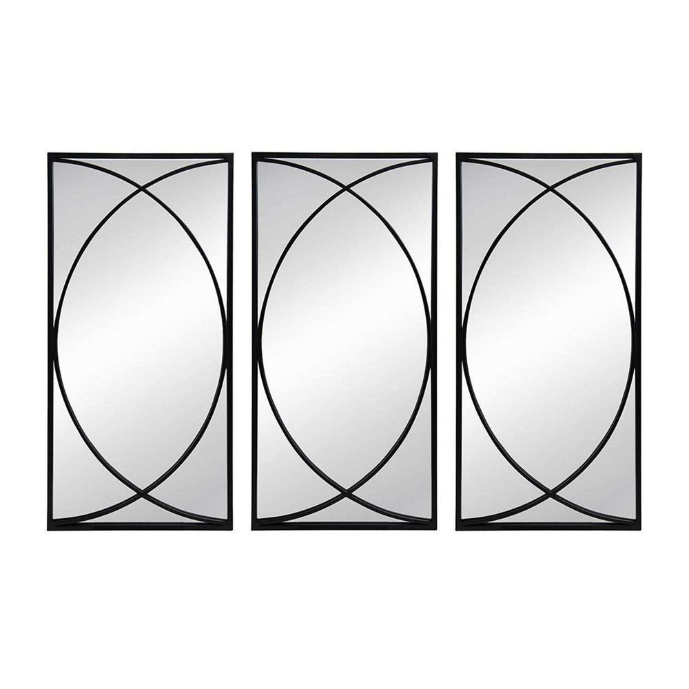 Set of Three Black Iron Framed Accent Mirror - Homeroots - Flyclothing LLC