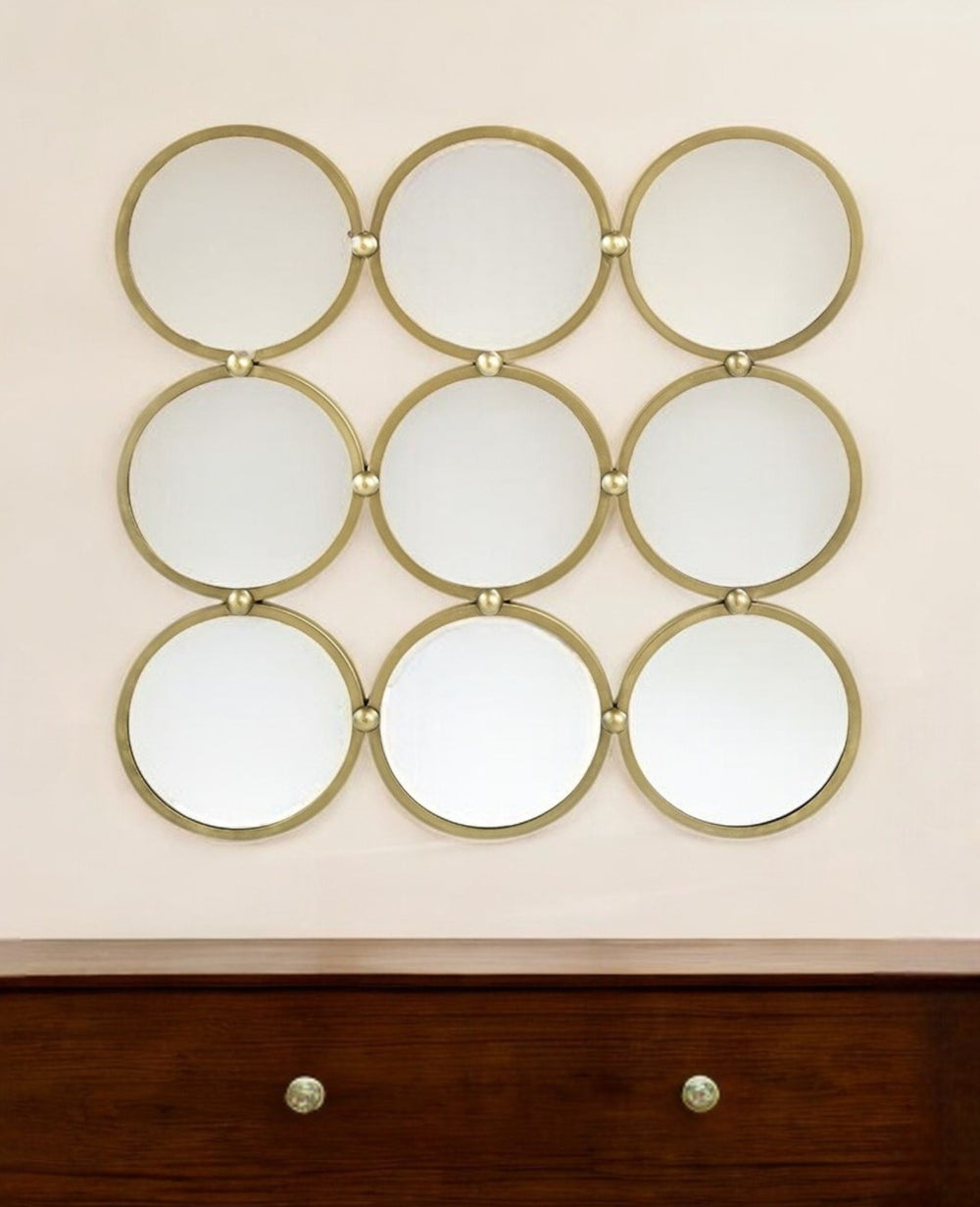 27" Gold Square Iron Framed Accent Mirror - Homeroots