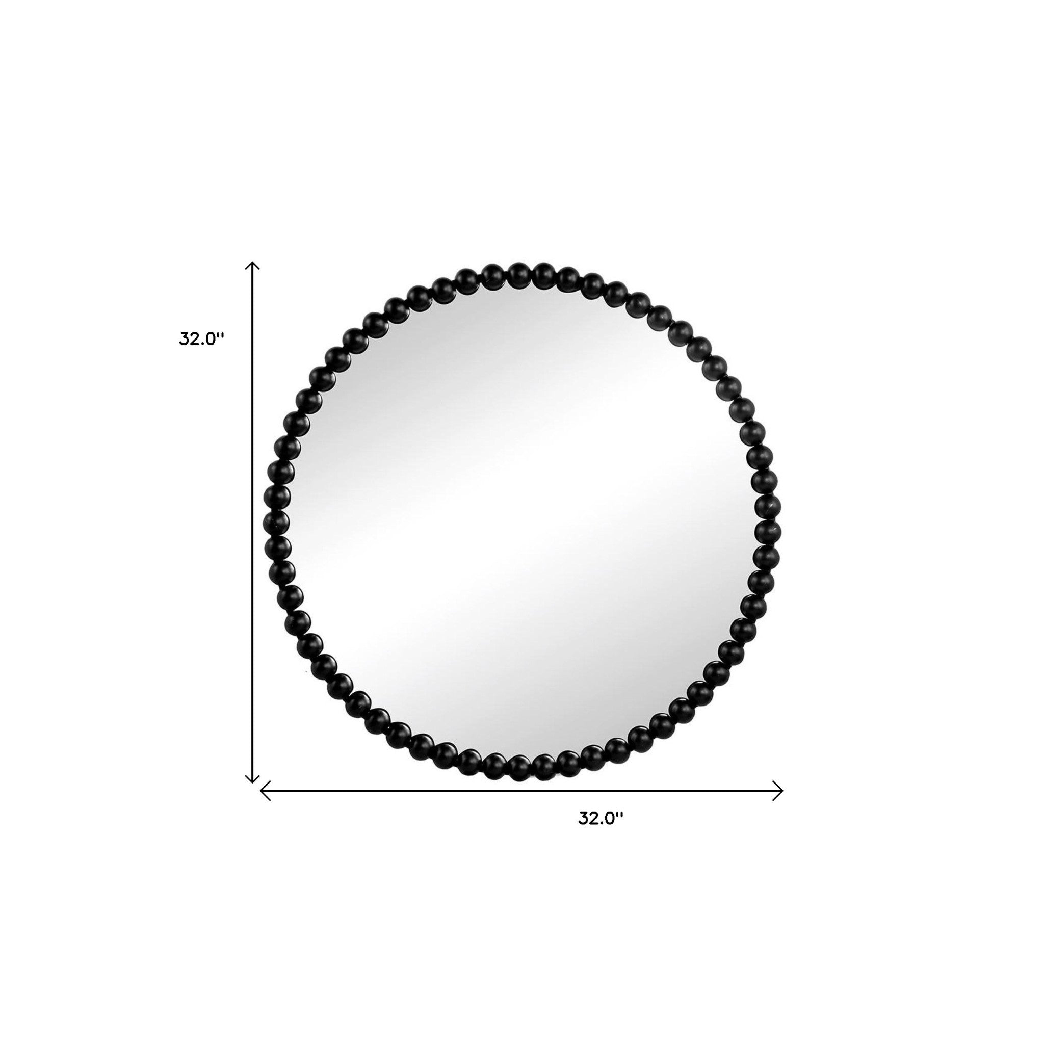 32" Black Round Iron Framed Accent Mirror - Homeroots - Flyclothing LLC